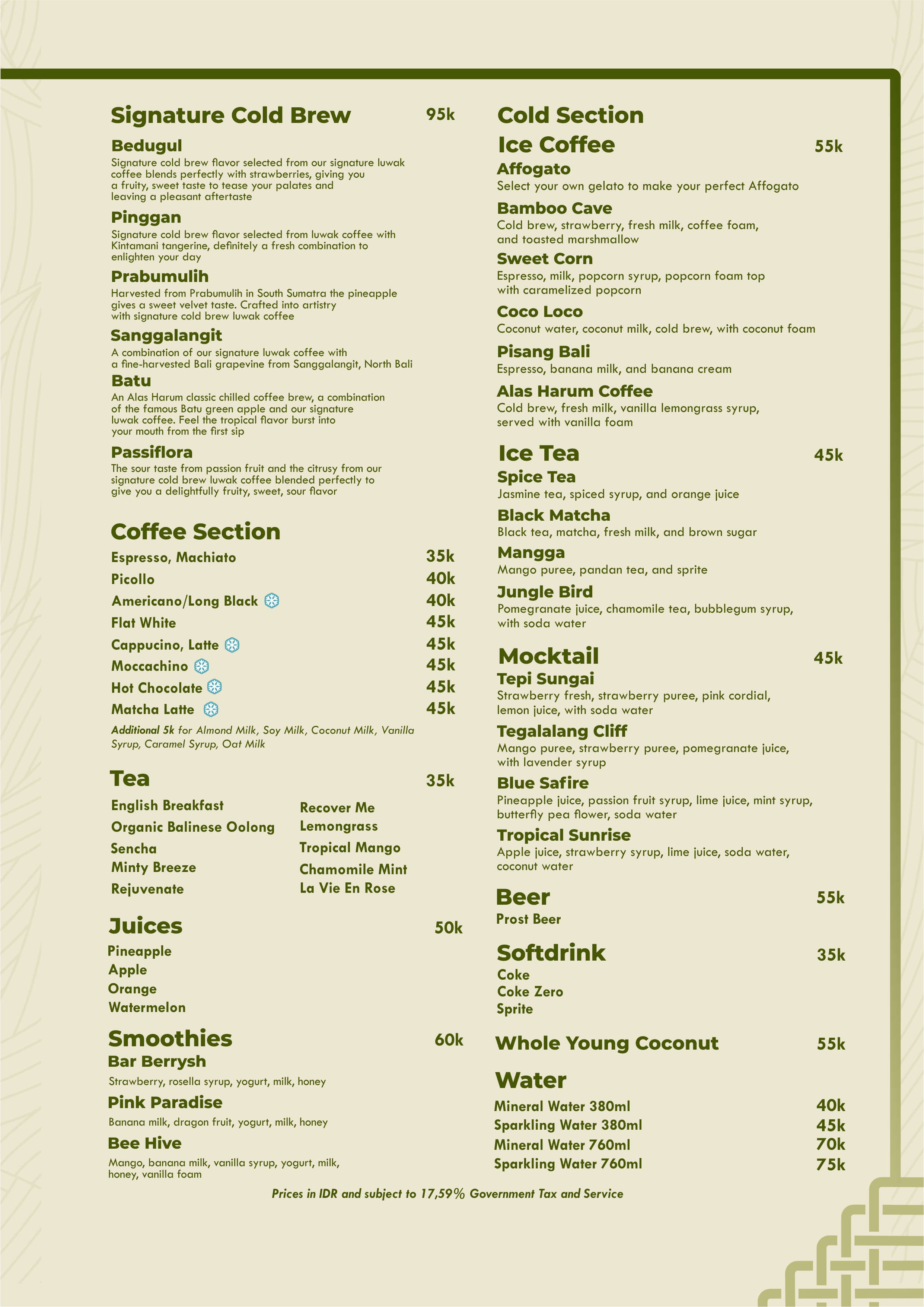 Alas harum bali menu
